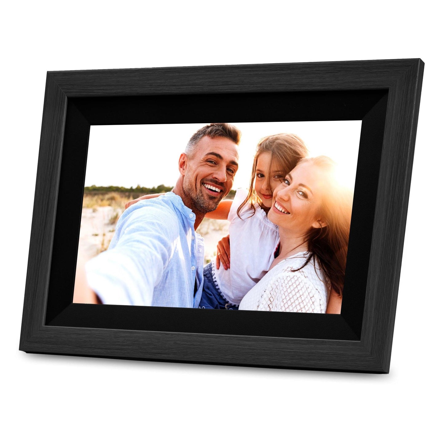 SMARTSHARE 10” SMART WIFI PHOTO FRAME W/ 32GB MEMORY BLACK WOOD